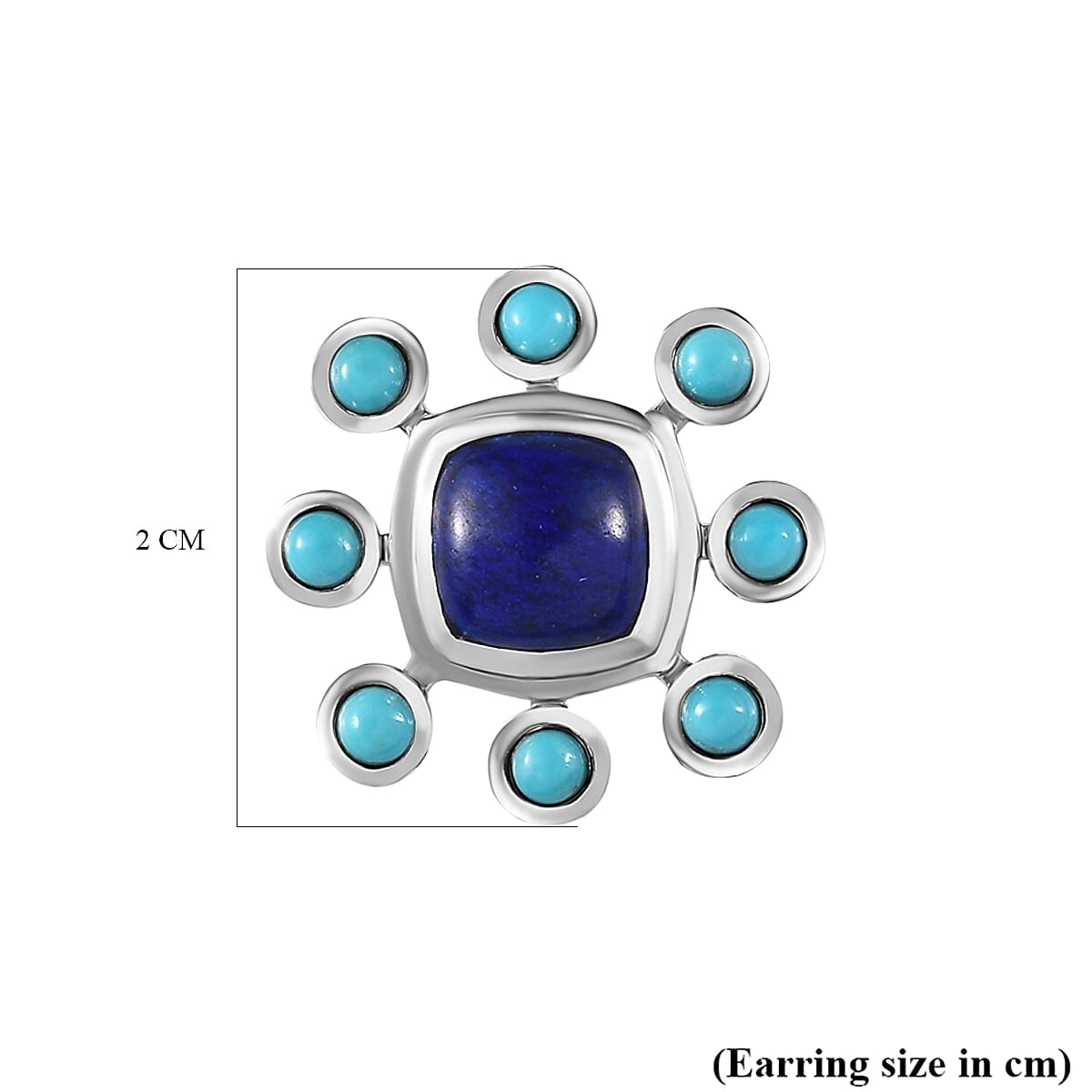 Tucson Special - Lapis Lazuli & Arizona Sleeping Beauty Turquoise Earrings in Platinum Overlay Sterling Silver 5.00 Ct.