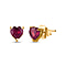 African Ruby Heart Stud Earrings in 18K Vermeil YG Plated Sterling Silver 1.28 Ct