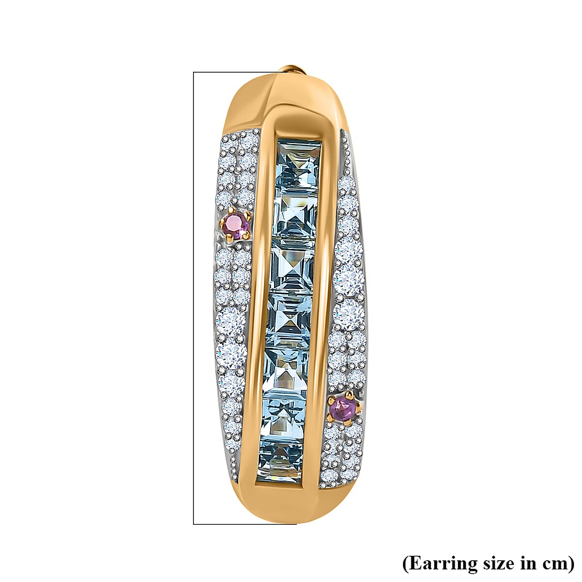 GP Celestial Collection - Swiss Blue Topaz and Multi Gemstone Hoop Earrings in 18K Yellow Gold Vermeil Plated Sterling Silver 3.56 Ct,