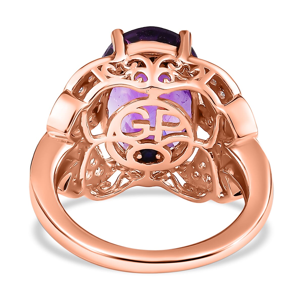 GP Italian Garden Collection - Amethyst & Natural Zircon Ring in 18K Vermeil RG Plated Sterling Silver 6.00 Ct, Silver Wt 5.14 GM GP Italian Garden Collection - Amethyst & Natural Zircon Ring in 18K Vermeil RG Plated Sterling Silver 6.00 Ct, Silver Wt 5.14 GM