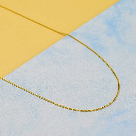 Hatton Garden Closeout - 9K Yellow Gold Diamond Cut Curb Necklace (Size 18) with Spring Ring Clasp