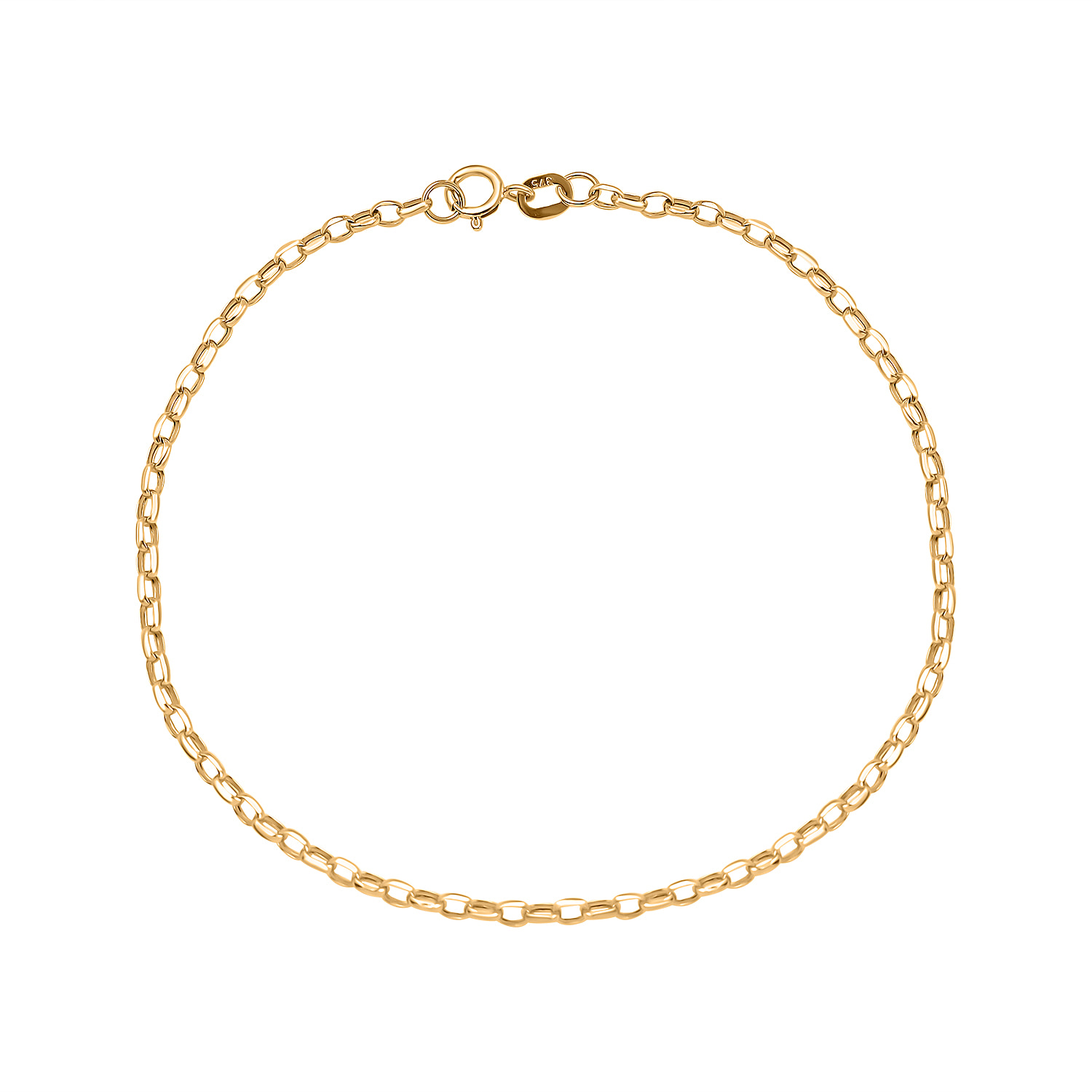 9K Yellow Gold Oval Diamond Cut Belcher Bracelet (Size - 7.5)