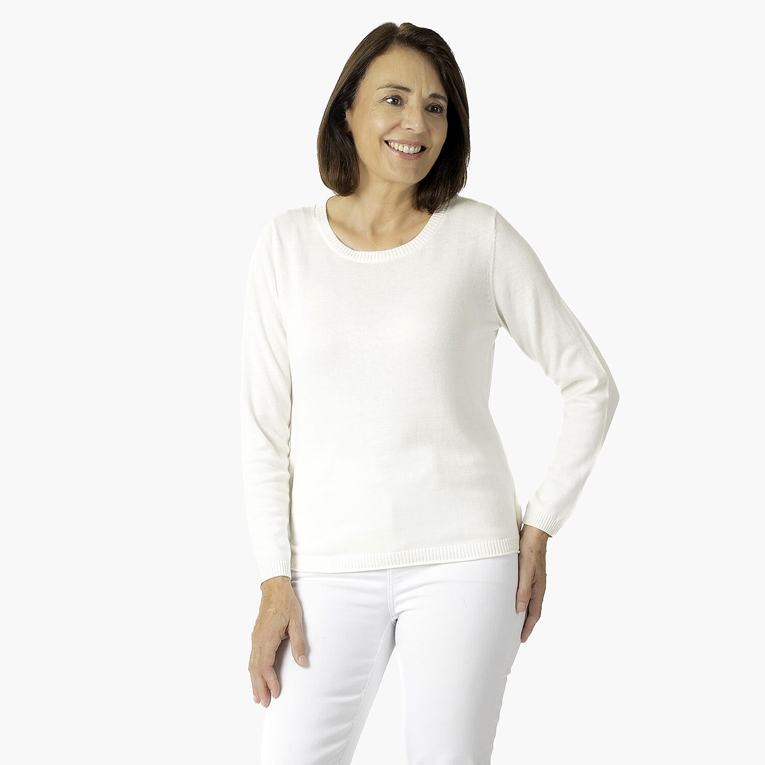 Cotton Knitted Jumper (Size 1x1 cm) - White