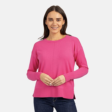 Viscose Knitted Jumper (Size 1x1 cm) - FUSHIA RED