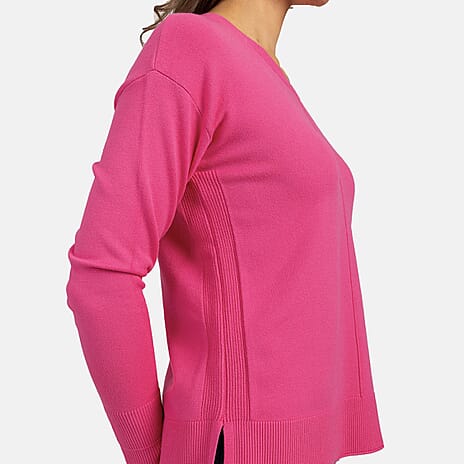 Viscose Knitted Jumper (Size 1x1 cm) - FUSHIA RED