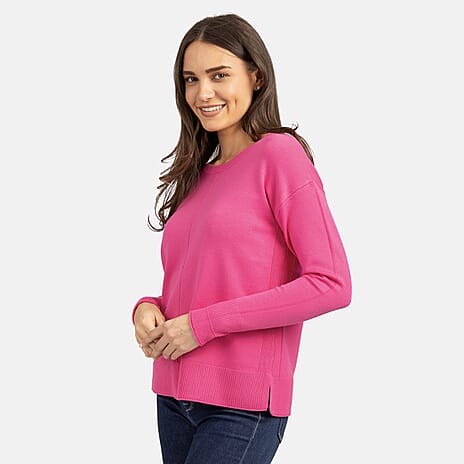 Viscose Knitted Jumper (Size 1x1 cm) - FUSHIA RED