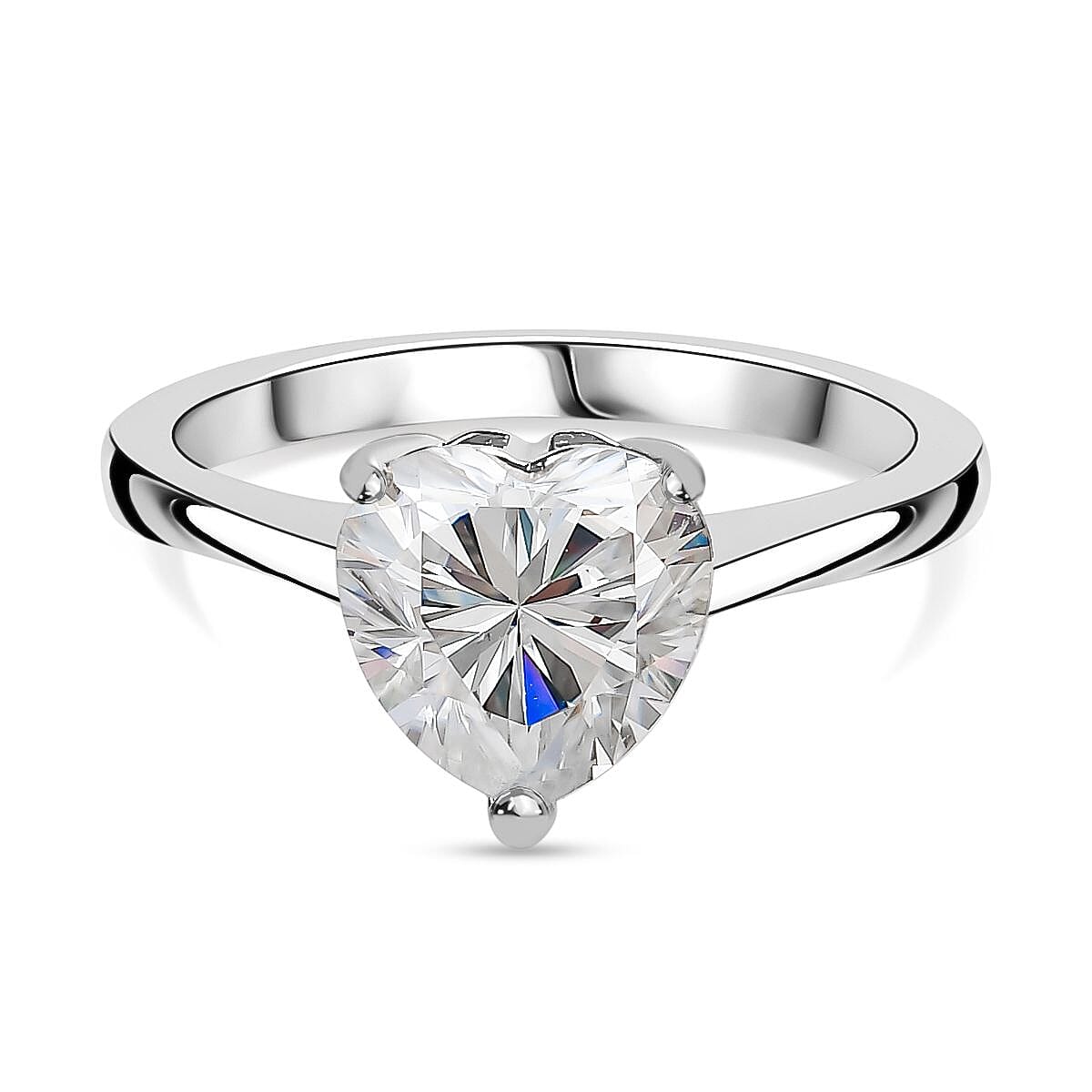 Moissanite  Solitaire Ring in Platinum Overlay Sterling Silver 1.81 ct  1.930  Ct.