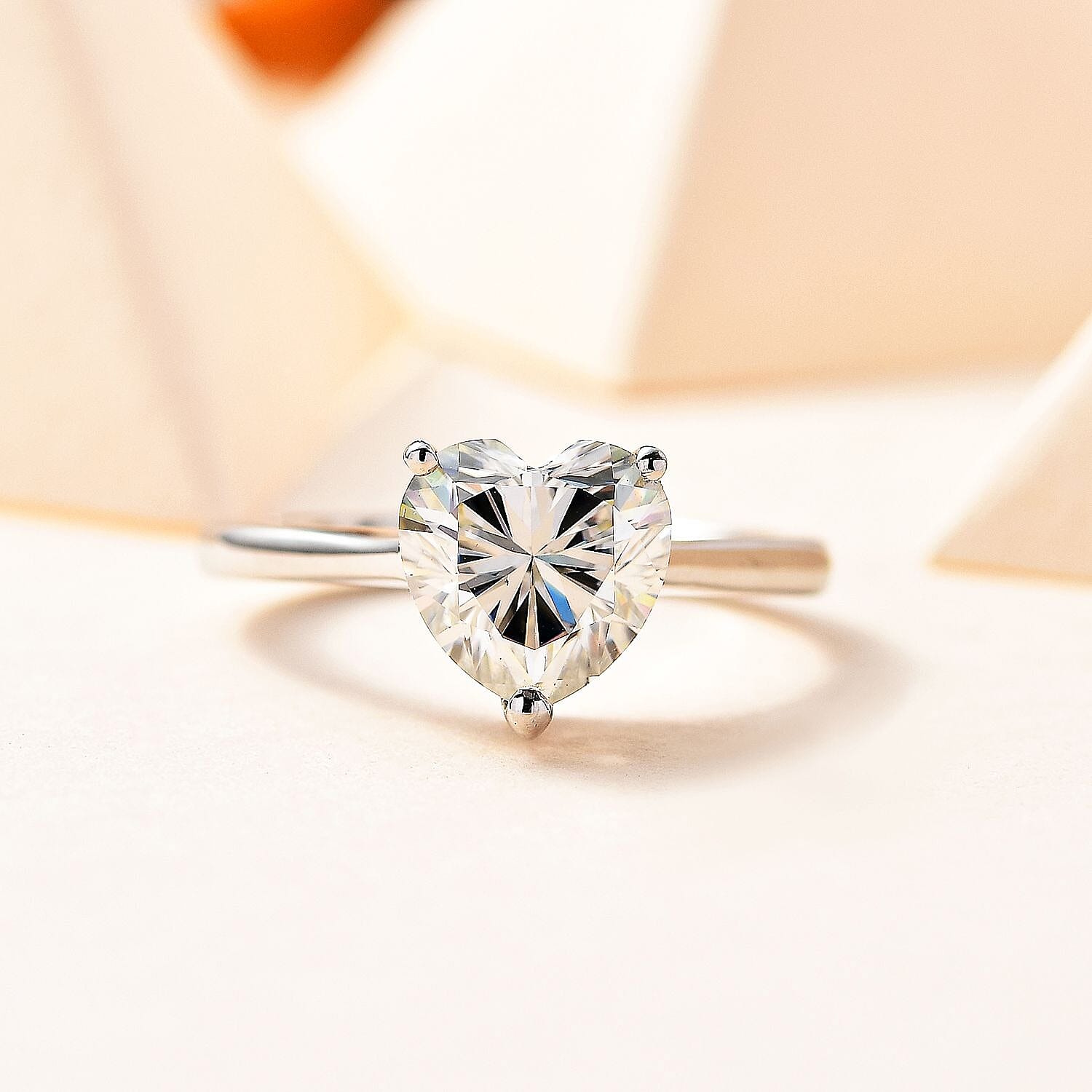 Moissanite  Solitaire Ring in Platinum Overlay Sterling Silver 1.81 ct  1.930  Ct.