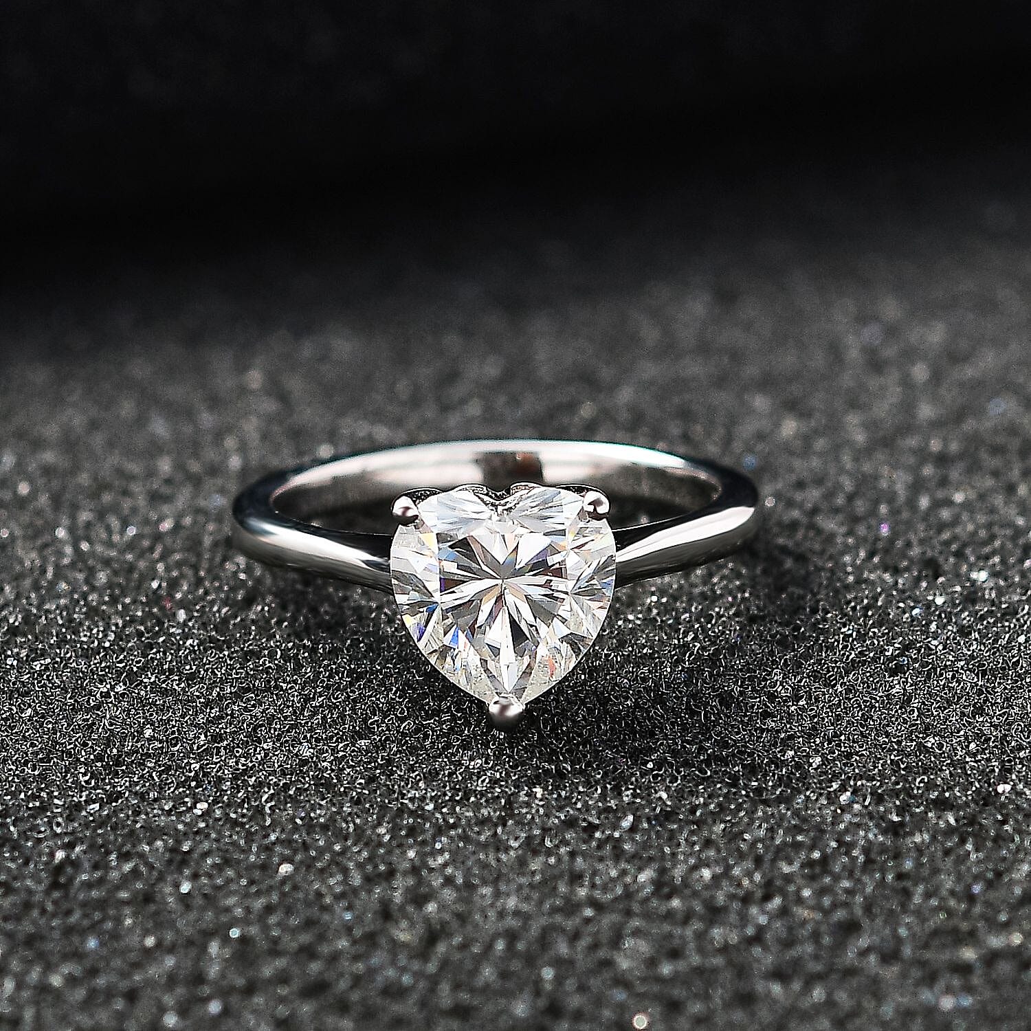 Moissanite  Solitaire Ring in Platinum Overlay Sterling Silver 1.81 ct  1.930  Ct.