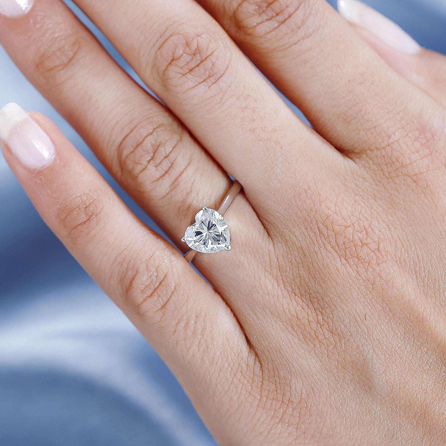 Moissanite  Solitaire Ring in Platinum Overlay Sterling Silver 1.81 ct  1.930  Ct.