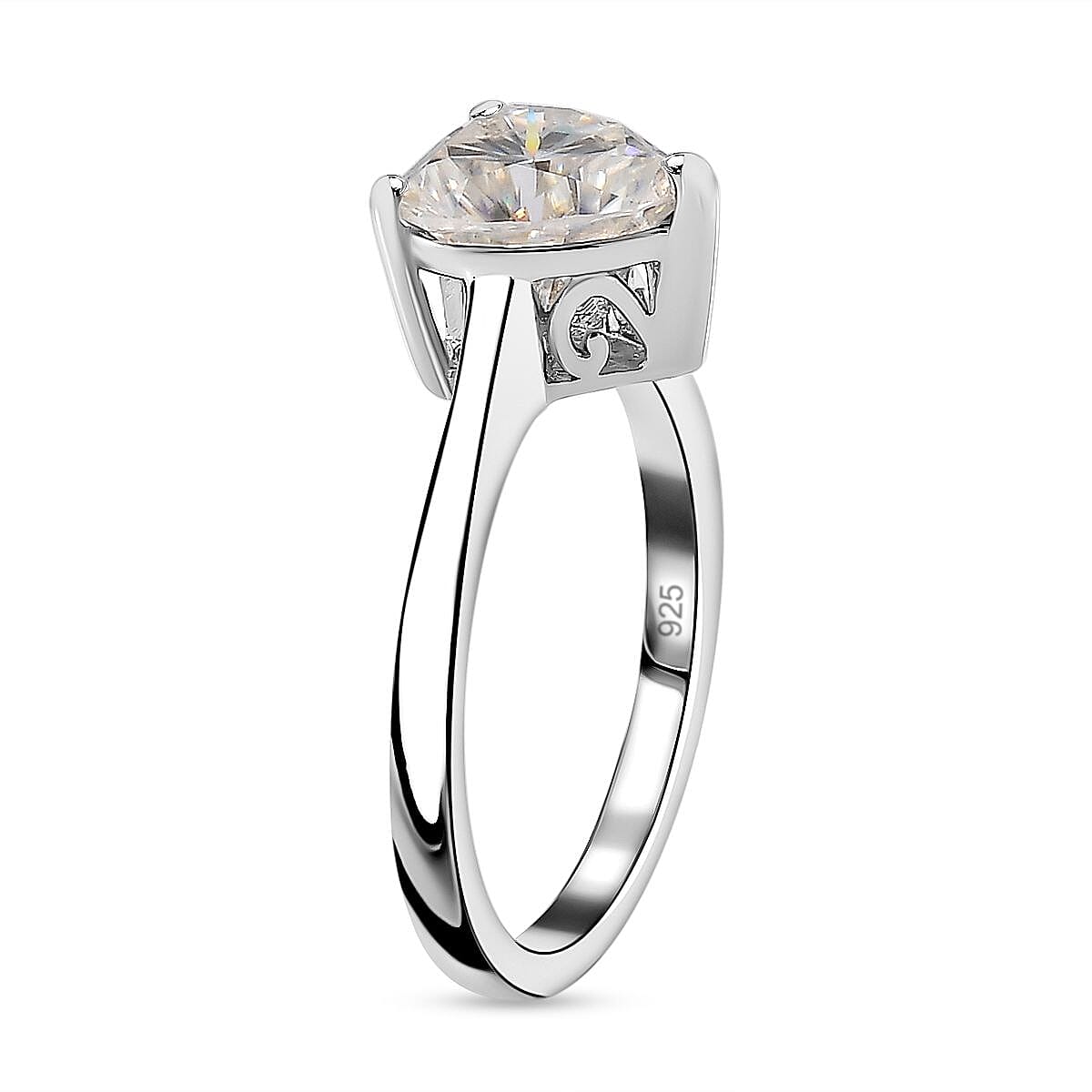 Moissanite  Solitaire Ring in Platinum Overlay Sterling Silver 1.81 ct  1.930  Ct.