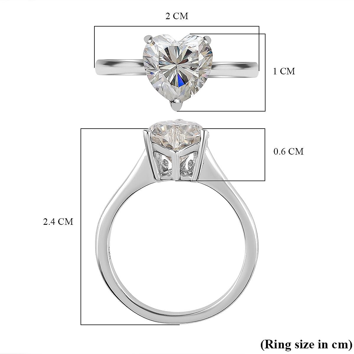 Moissanite  Solitaire Ring in Platinum Overlay Sterling Silver 1.81 ct  1.930  Ct.