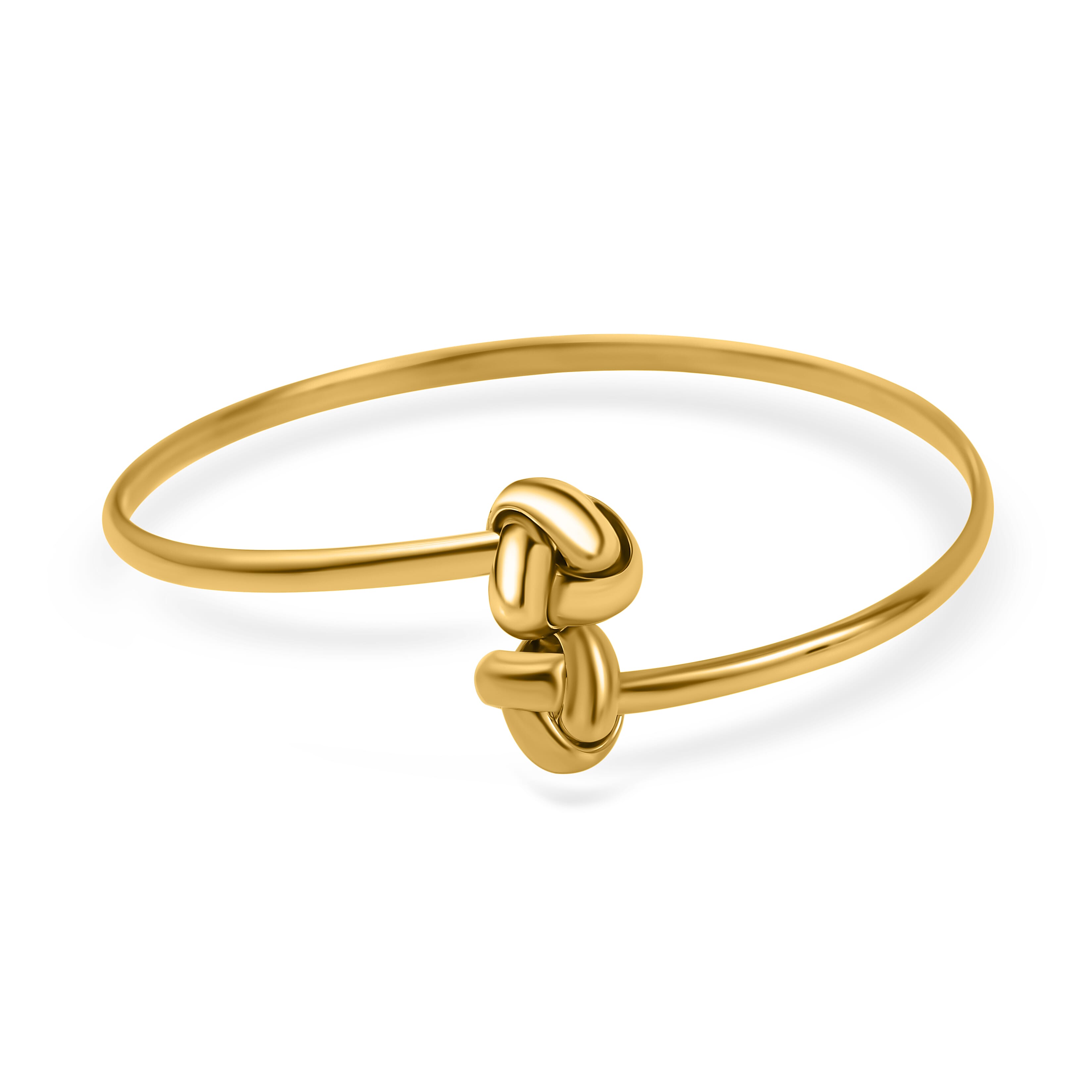 Designer Inspired -9K Yellow Gold Crossover Knot Torque Bangle (Size 7.0), Gold Wt. 3.70 Gms