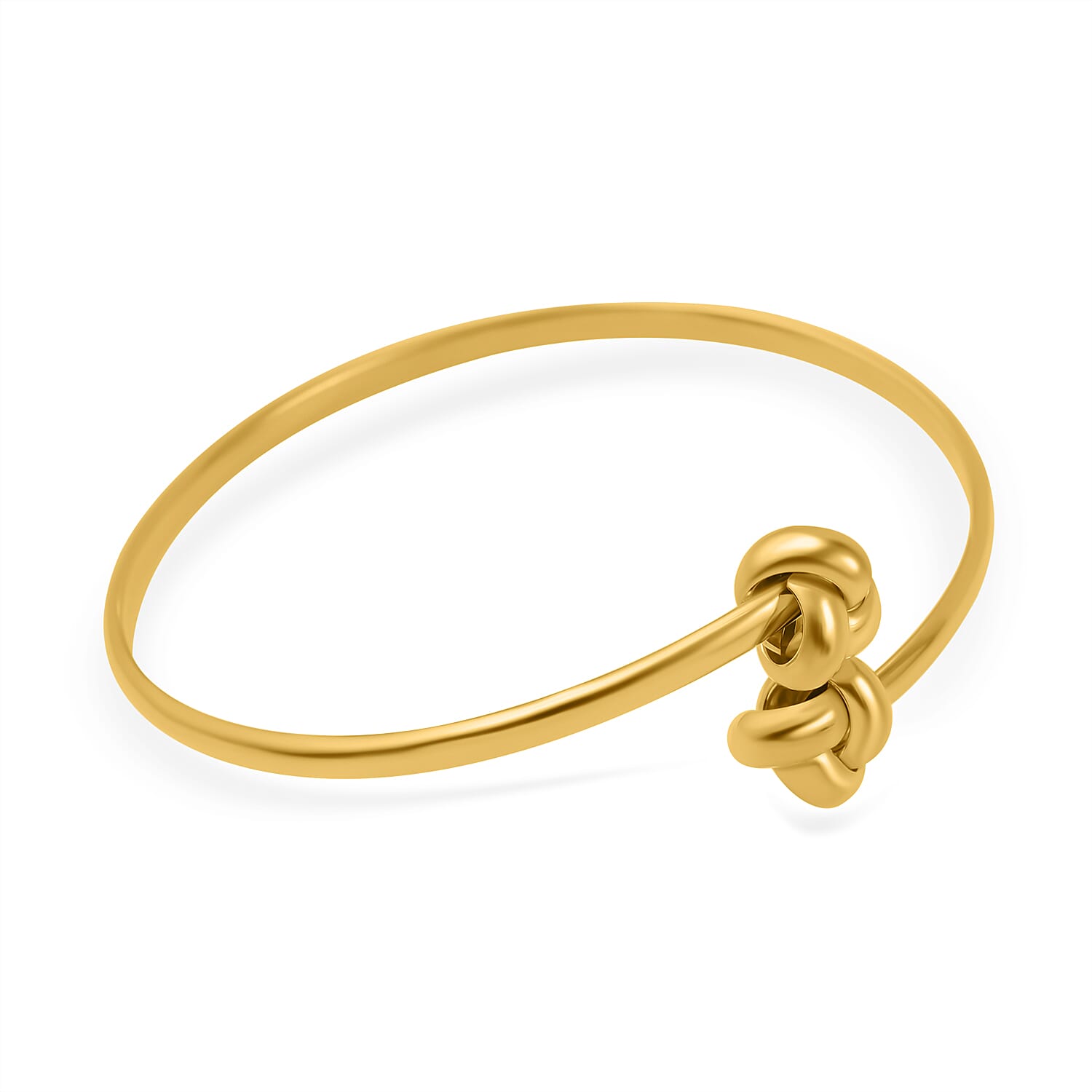 Designer Inspired -9K Yellow Gold Crossover Knot Torque Bangle (Size 7.0), Gold Wt. 3.70 Gms