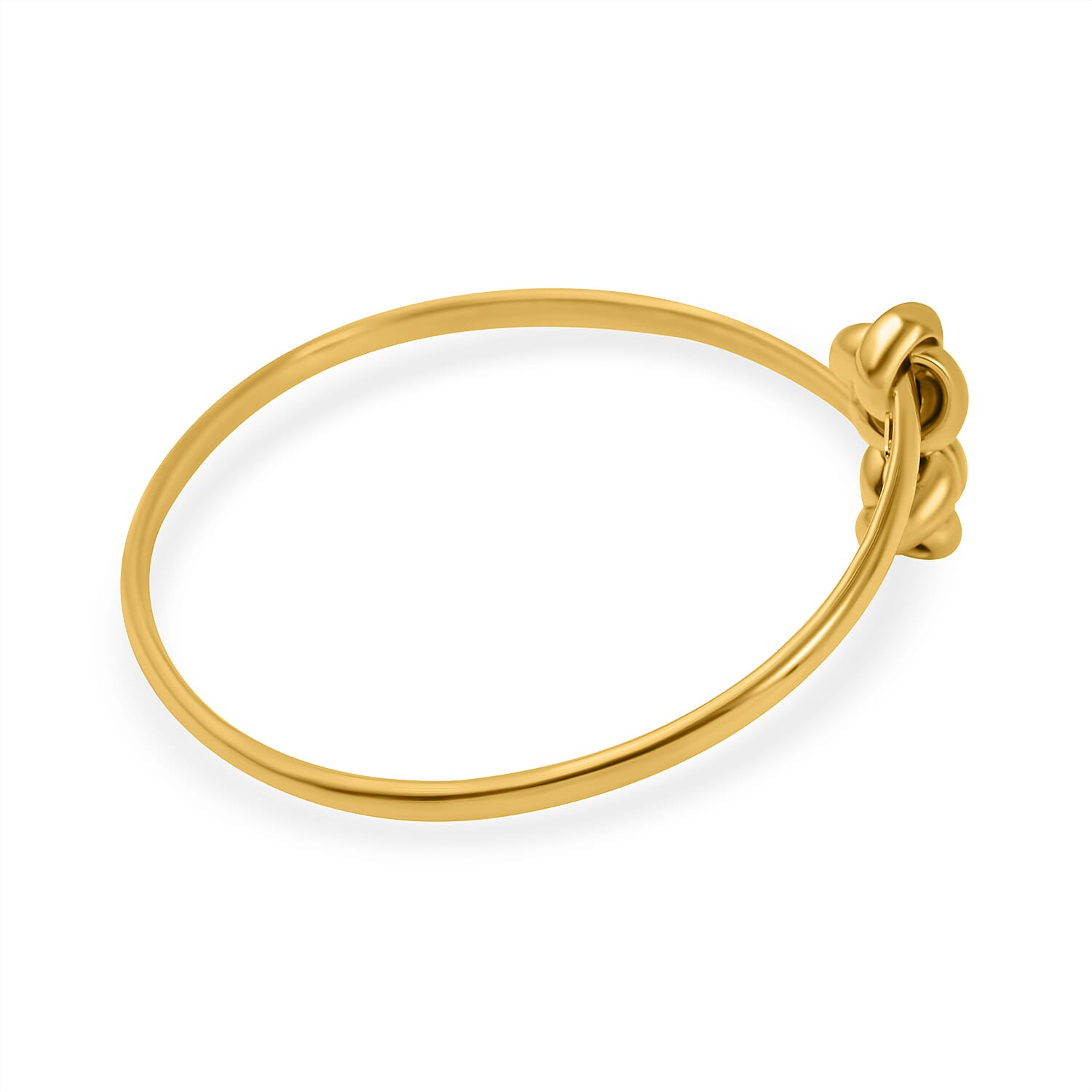 Designer Inspired -9K Yellow Gold Crossover Knot Torque Bangle (Size 7.0), Gold Wt. 3.70 Gms
