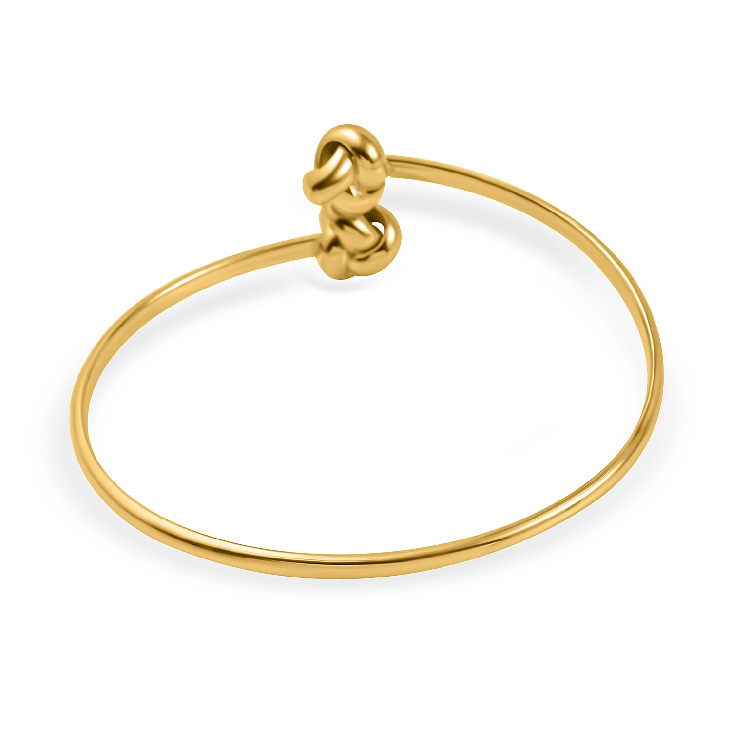 Designer Inspired -9K Yellow Gold Crossover Knot Torque Bangle (Size 7.0), Gold Wt. 3.70 Gms