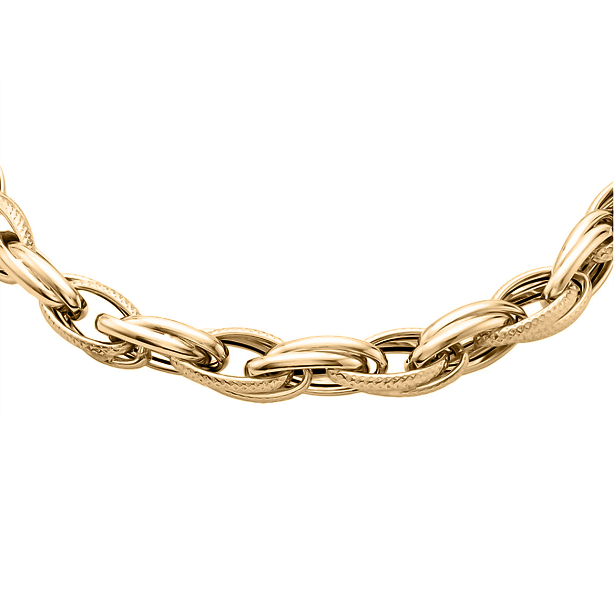 9K Yellow Gold Textured Link Necklace (Size - 18), Gold Wt. 13.5 Gms