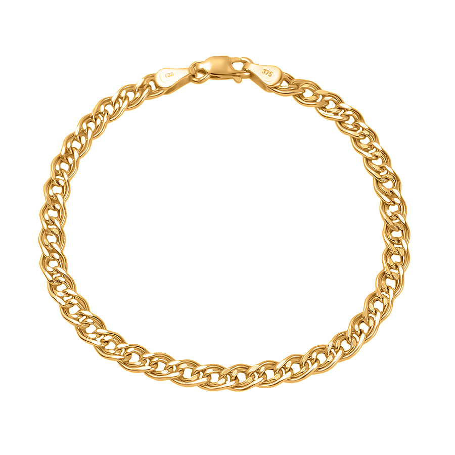 Italian Made Close Out Deal - 9K Yellow Gold Curb Bracelet (Size - 7)