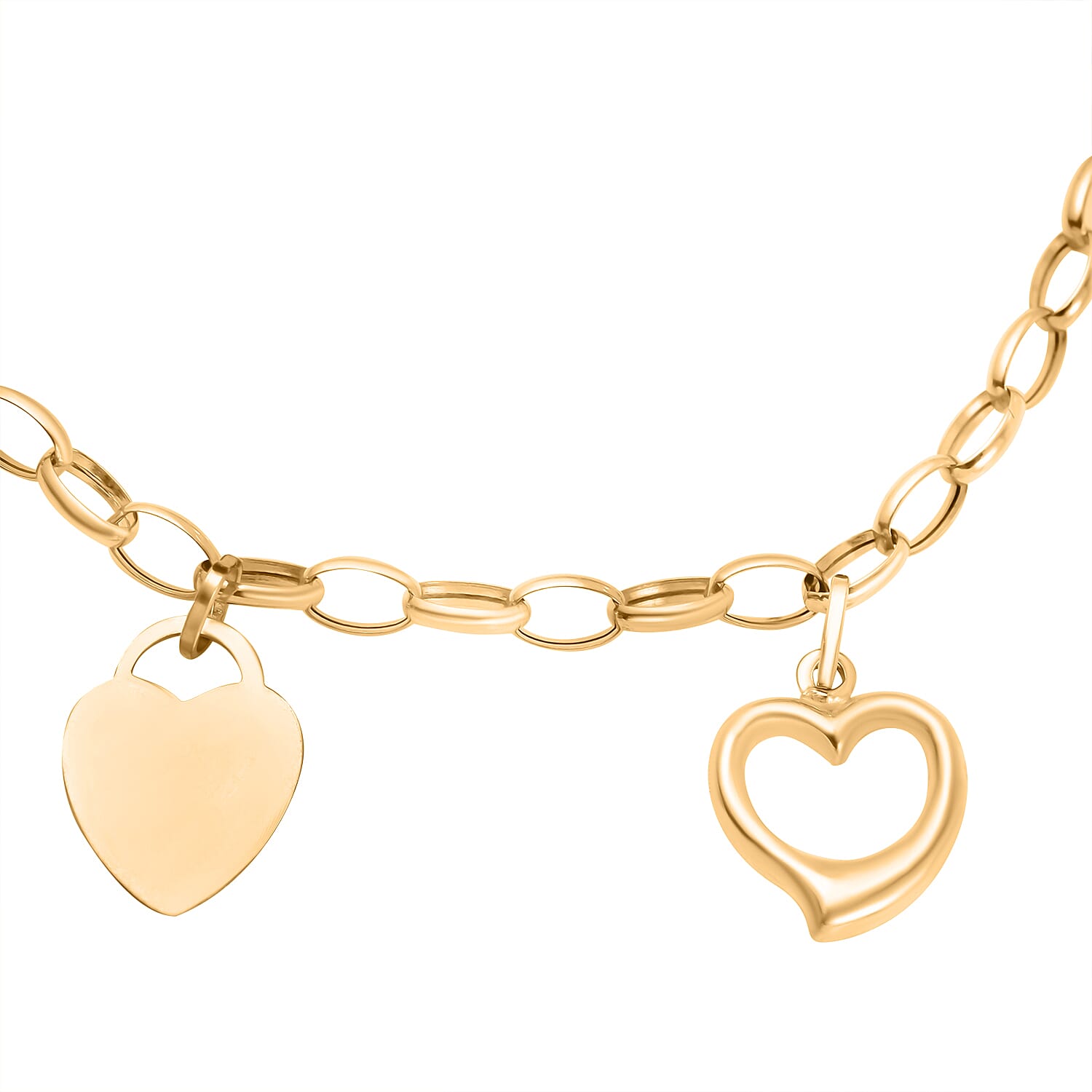 Designer Inspired - 9K Yellow Gold Heart Charm Bracelet (Size - 7.5), Gold Wt. 4.70 Gms