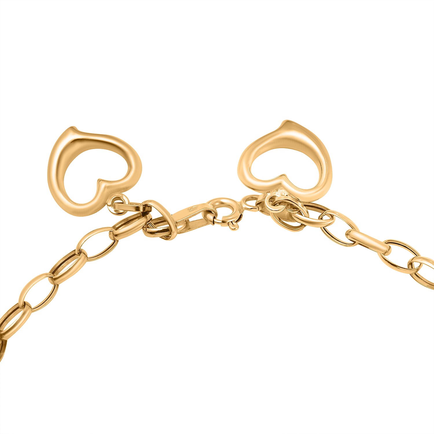 Designer Inspired - 9K Yellow Gold Heart Charm Bracelet (Size - 7.5), Gold Wt. 4.70 Gms
