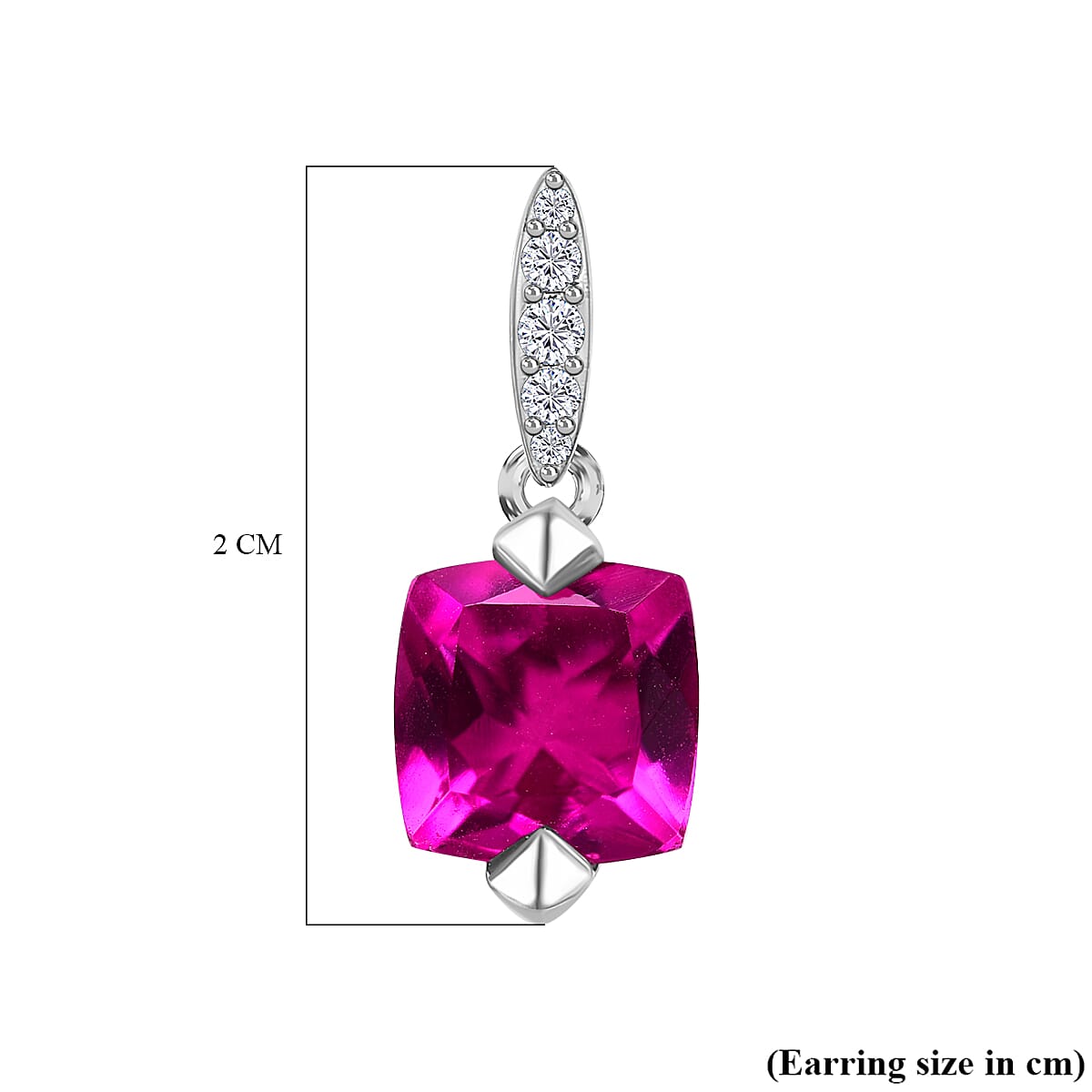 Magenta Rose Color Triplet Quartz & Natural Zircon Stud Earrings in Platinum Overlay Sterling Silver 5.52 Ct