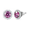 Pink & White Moissanite Stud Earrings in Platinum Overlay Sterling Silver 2.30 Ct.