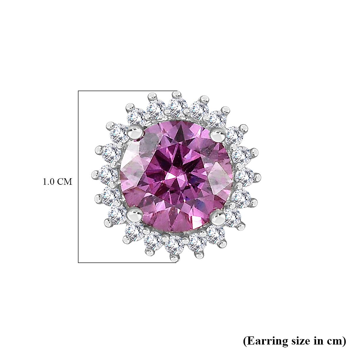 Pink & White Moissanite Stud Earrings in Platinum Overlay Sterling Silver 2.30 Ct.