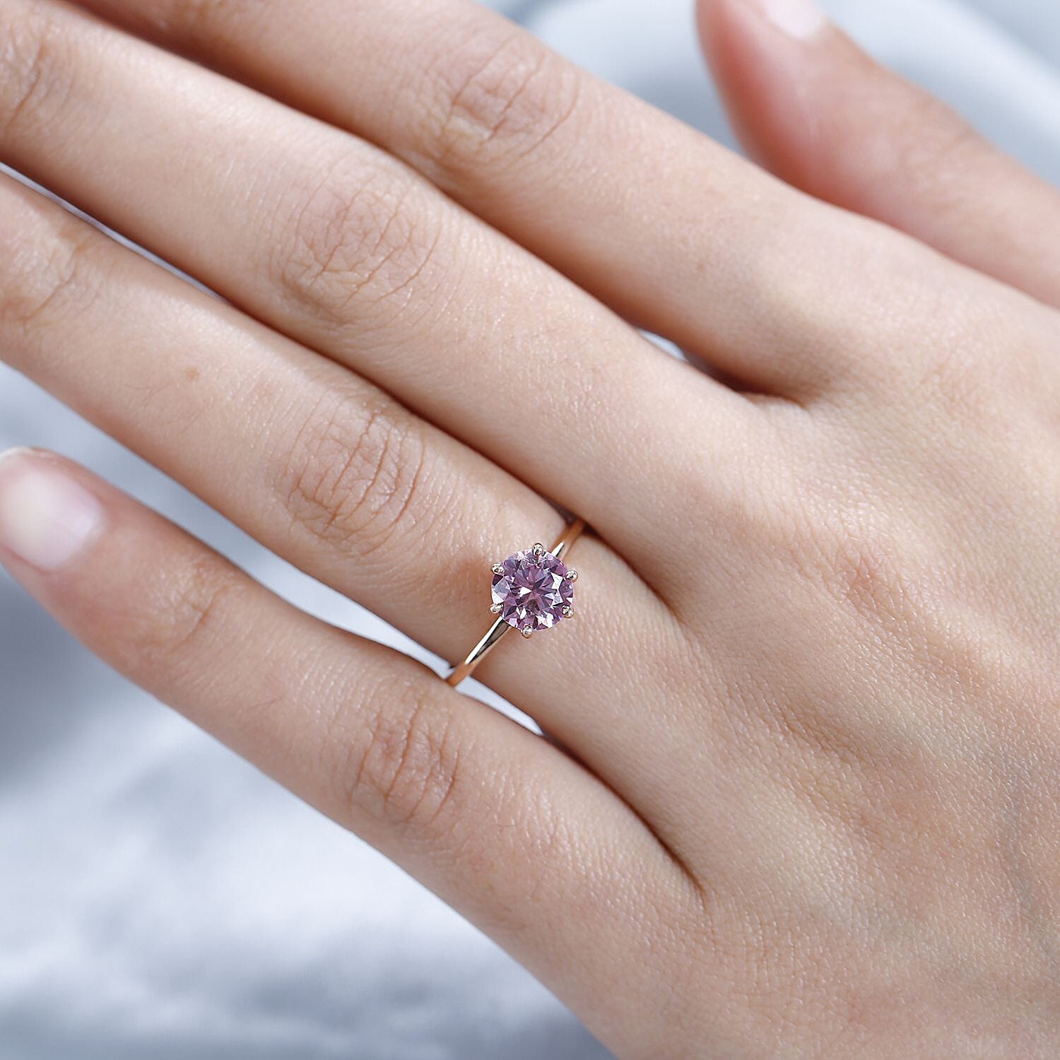 9K Rose Gold Pink Moissanite & Moissanite Ring 1.33 Ct