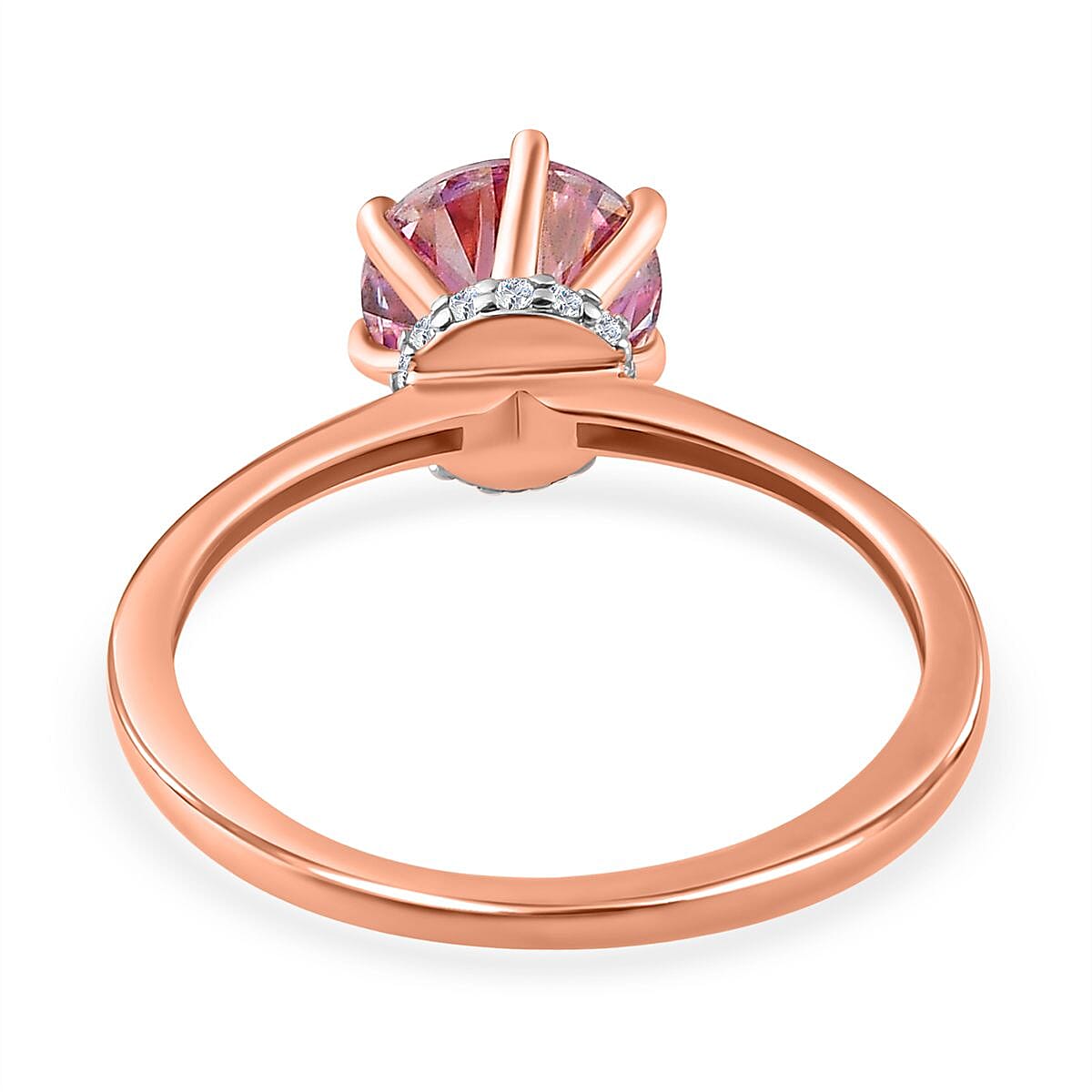 9K Rose Gold Pink Moissanite & Moissanite Ring 1.33 Ct