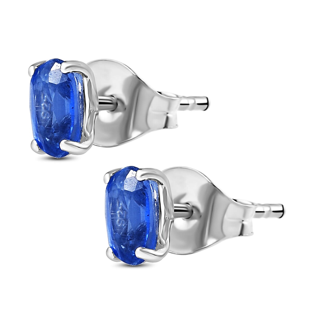 Kyanite Solitaire Stud Push Post Earring in Platinum Overlay Sterling Silver 1.22 ct 1.258 Ct.