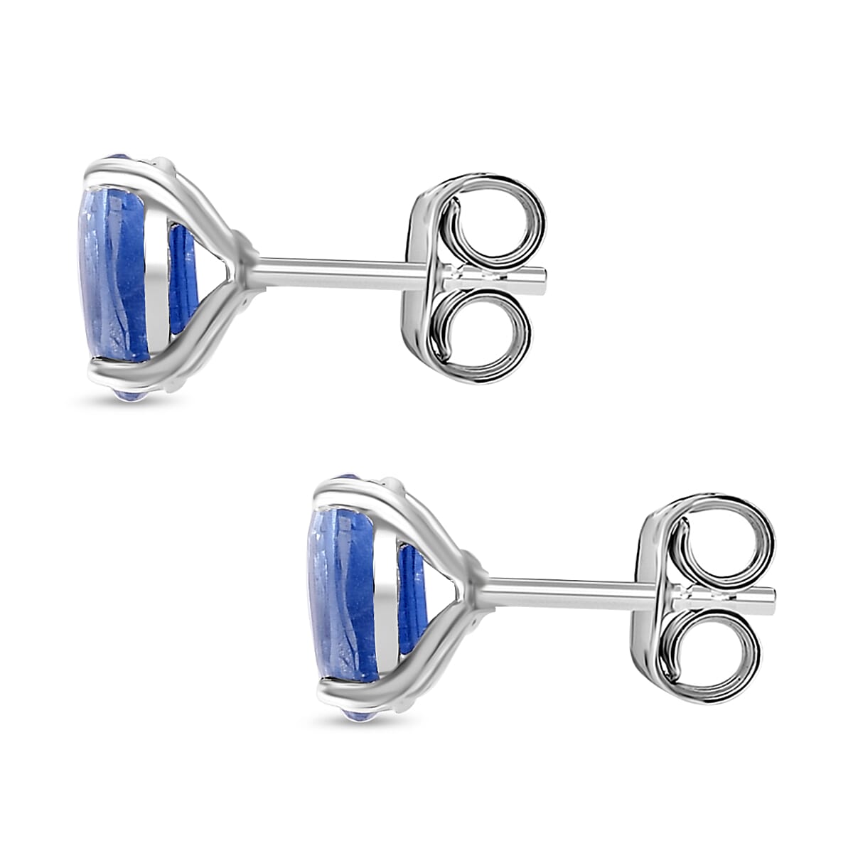 Kyanite Solitaire Stud Push Post Earring in Platinum Overlay Sterling Silver 1.22 ct 1.258 Ct.