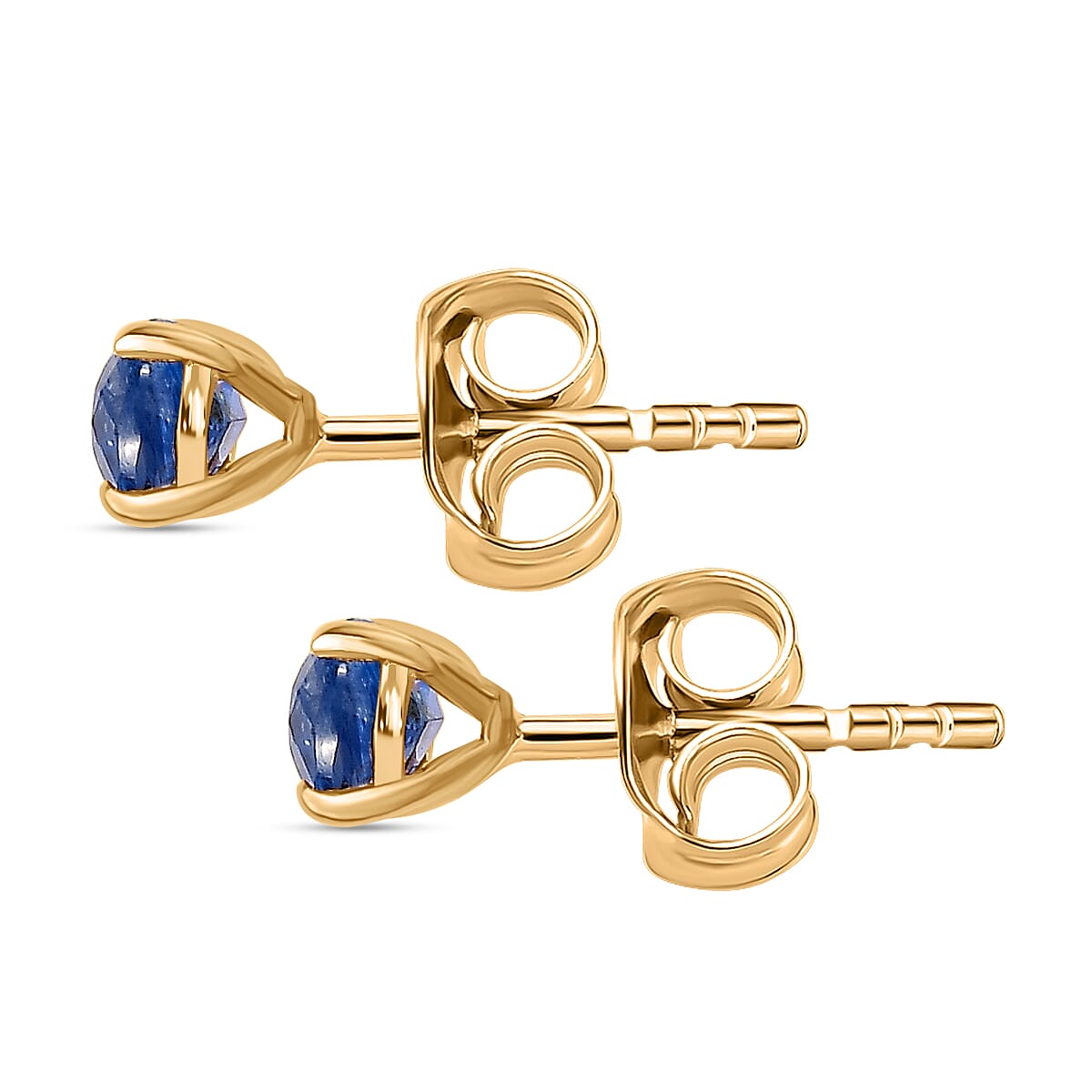 Natural Himalayan Kyanite Solitaire Stud Earrings in 18K Vermeil YG Plated Sterling Silver 1.20 Ct.