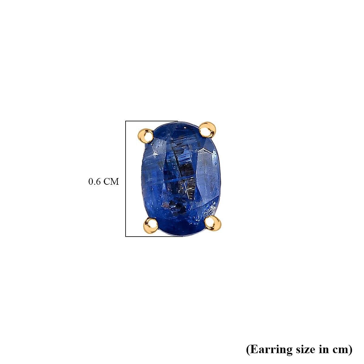 Natural Himalayan Kyanite Solitaire Stud Earrings in 18K Vermeil YG Plated Sterling Silver 1.20 Ct.