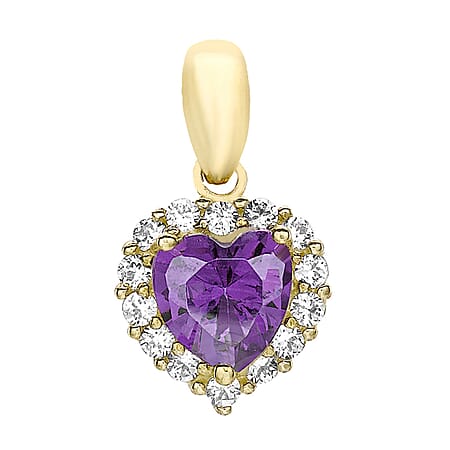 9K Yellow Gold  A   Purple Cubic Zirconia ,  Cubic Zirconia  Pendant 2.49 ct,  Gold Wt. 0.9 Gms  2.490  Ct.