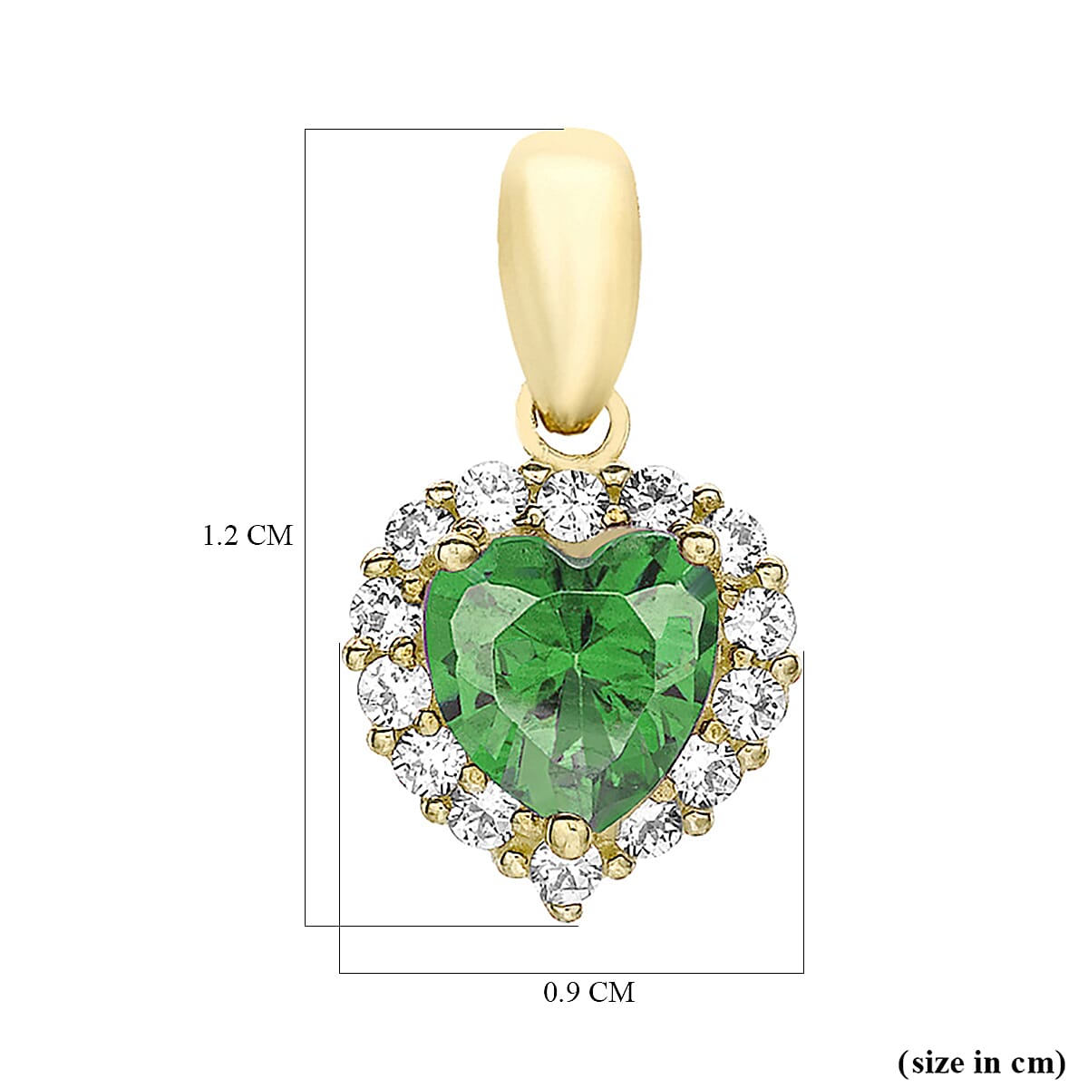 9K Yellow Gold  A   Green Cubic Zirconia ,  Cubic Zirconia  Pendant 2.49 ct,  Gold Wt. 0.9 Gms  2.490  Ct.