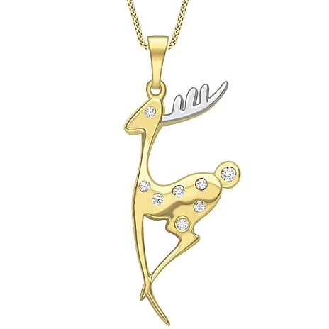 9K Yellow Gold  A   Cubic Zirconia  Pendant 0.08 ct,  Gold Wt. 1.6 Gms  0.080  Ct.