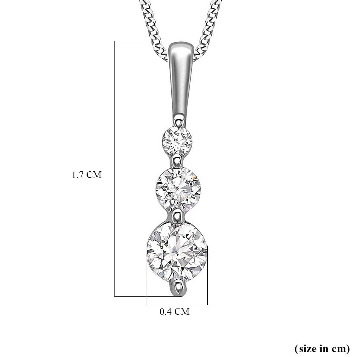 9K White Gold  A   Cubic Zirconia  Pendant 0.72 ct,  Gold Wt. 0.63 Gms  0.720  Ct.