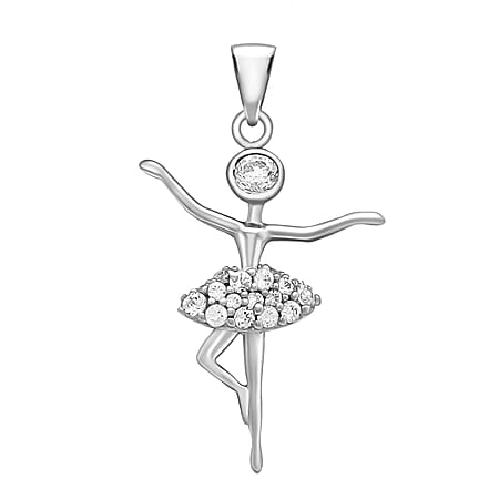 9K White Gold A Cubic Zirconia Ballerina Pendant 0.20 ct, Gold Wt.1.4 Gms 0.200  Ct.