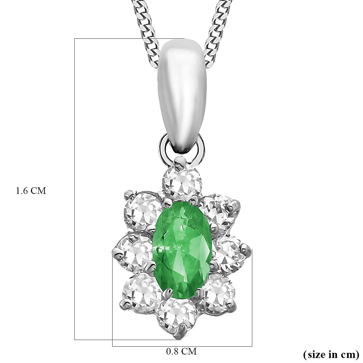 9K White Gold  A   Green Cubic Zirconia ,  Cubic Zirconia  Pendant 0.90 ct,  Gold Wt. 0.5 Gms  0.900  Ct.