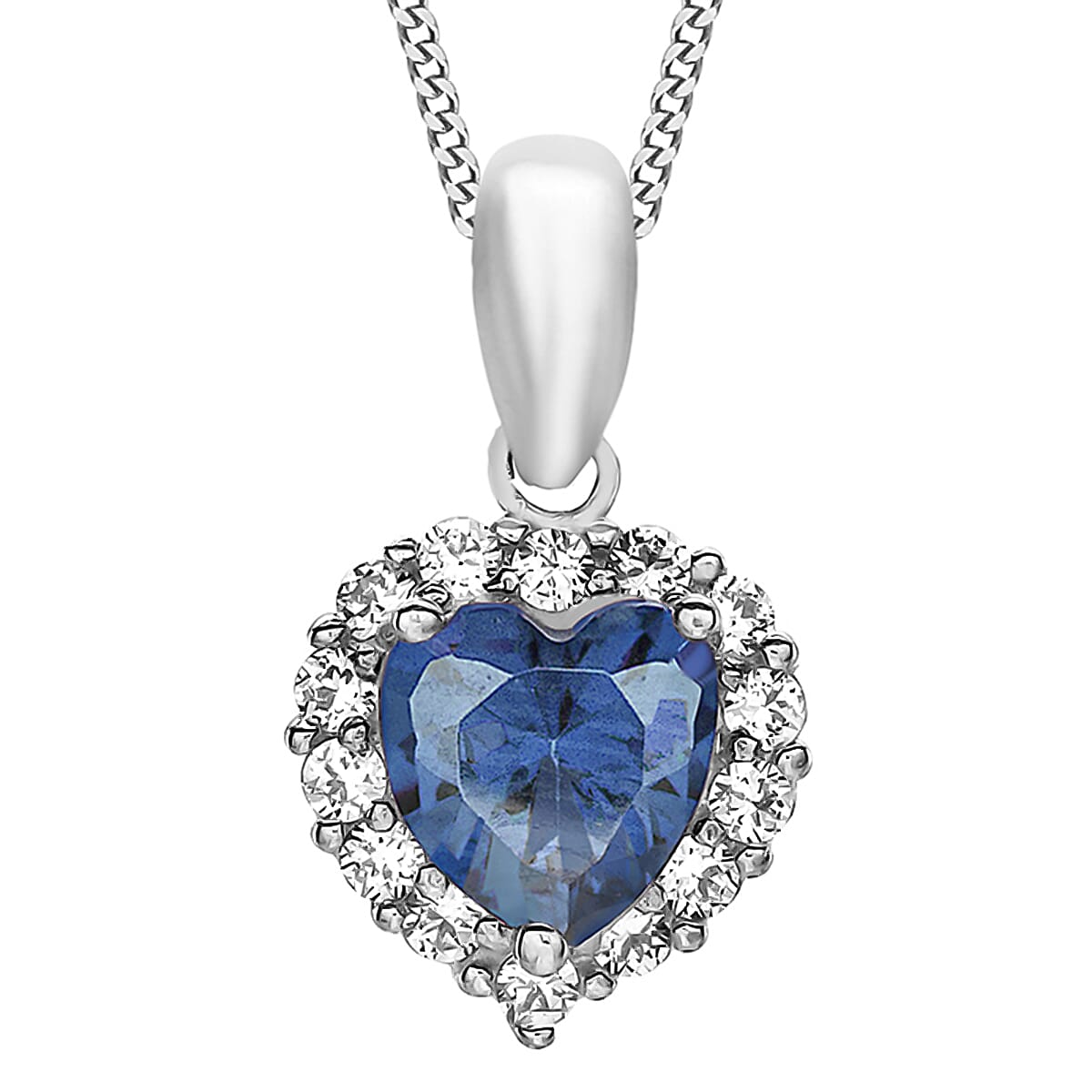 9K White Gold  A   Blue Cubic Zirconia ,  Cubic Zirconia  Pendant 2.49 ct,  Gold Wt. 0.9 Gms  2.490  Ct.