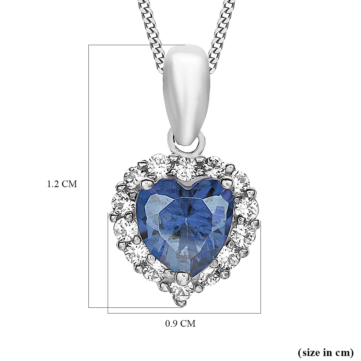 9K White Gold  A   Blue Cubic Zirconia ,  Cubic Zirconia  Pendant 2.49 ct,  Gold Wt. 0.9 Gms  2.490  Ct.