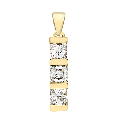9K Yellow Gold  A   Cubic Zirconia  Pendant 1.65 ct,  Gold Wt. 2.1 Gms  1.650  Ct.