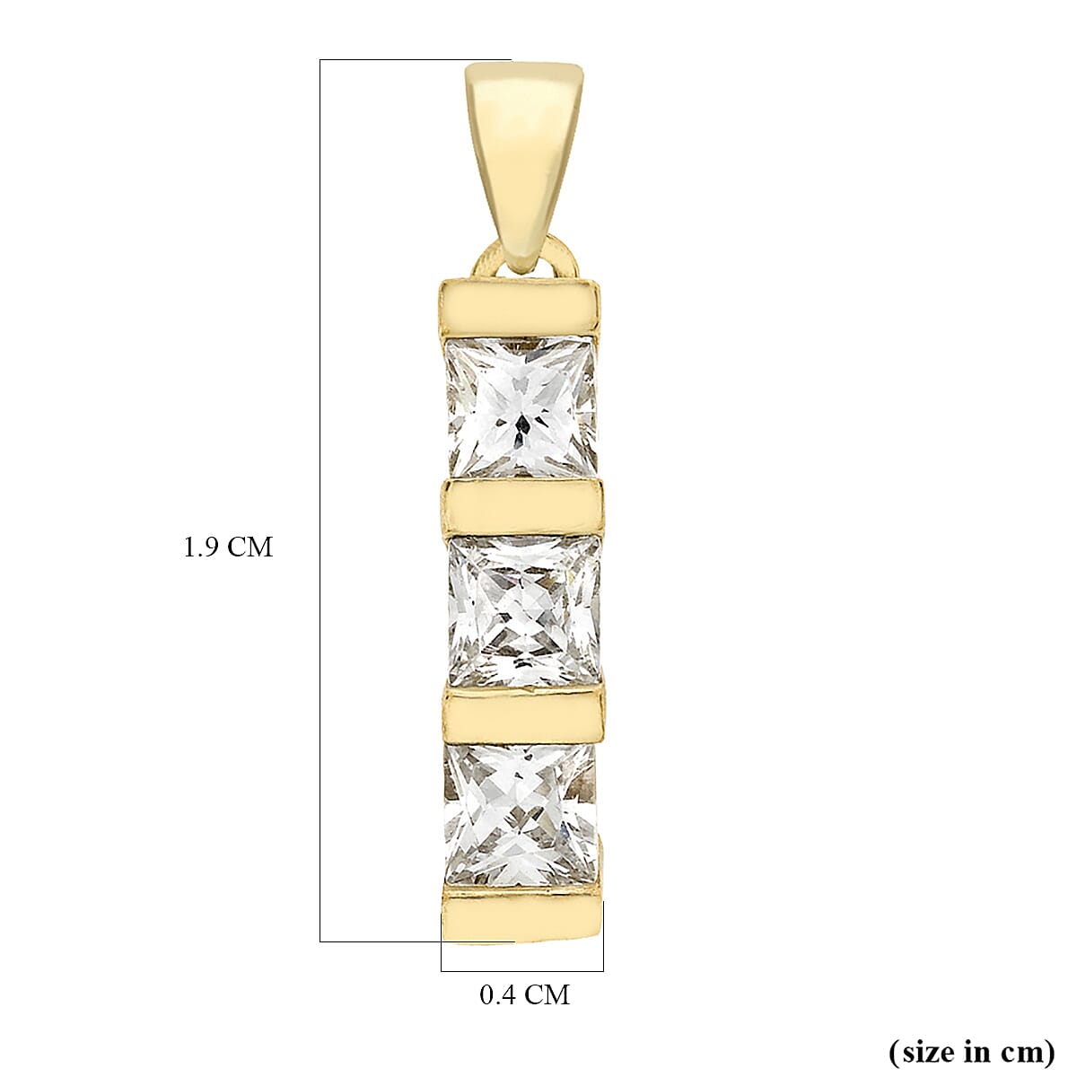 9K Yellow Gold  A   Cubic Zirconia  Pendant 1.65 ct,  Gold Wt. 2.1 Gms  1.650  Ct.