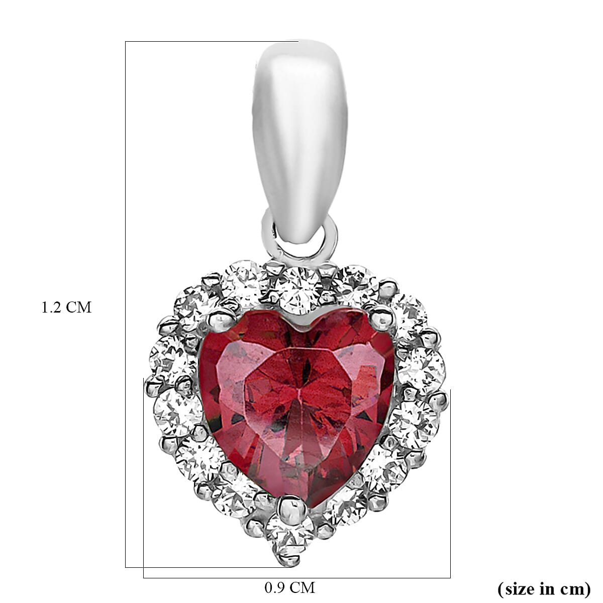 9K White Gold  A   Red Cubic Zirconia ,  Cubic Zirconia  Pendant 2.49 ct,  Gold Wt. 0.9 Gms  2.490  Ct.