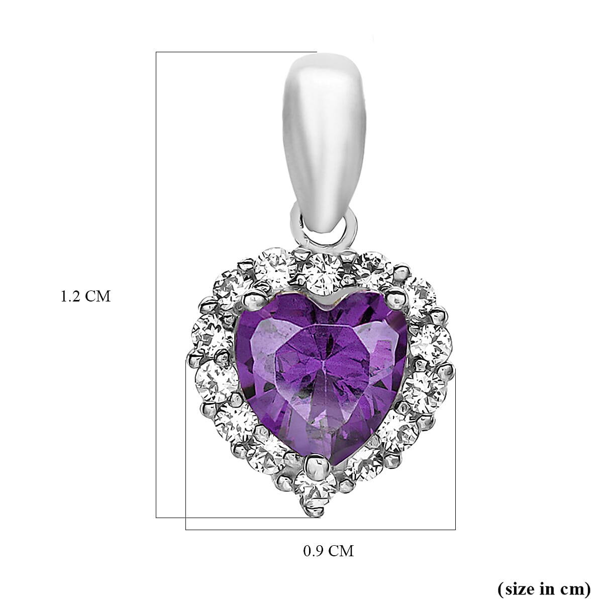 9K White Gold  A   Purple Cubic Zirconia ,  Cubic Zirconia  Pendant 2.49 ct,  Gold Wt. 0.9 Gms  2.490  Ct.