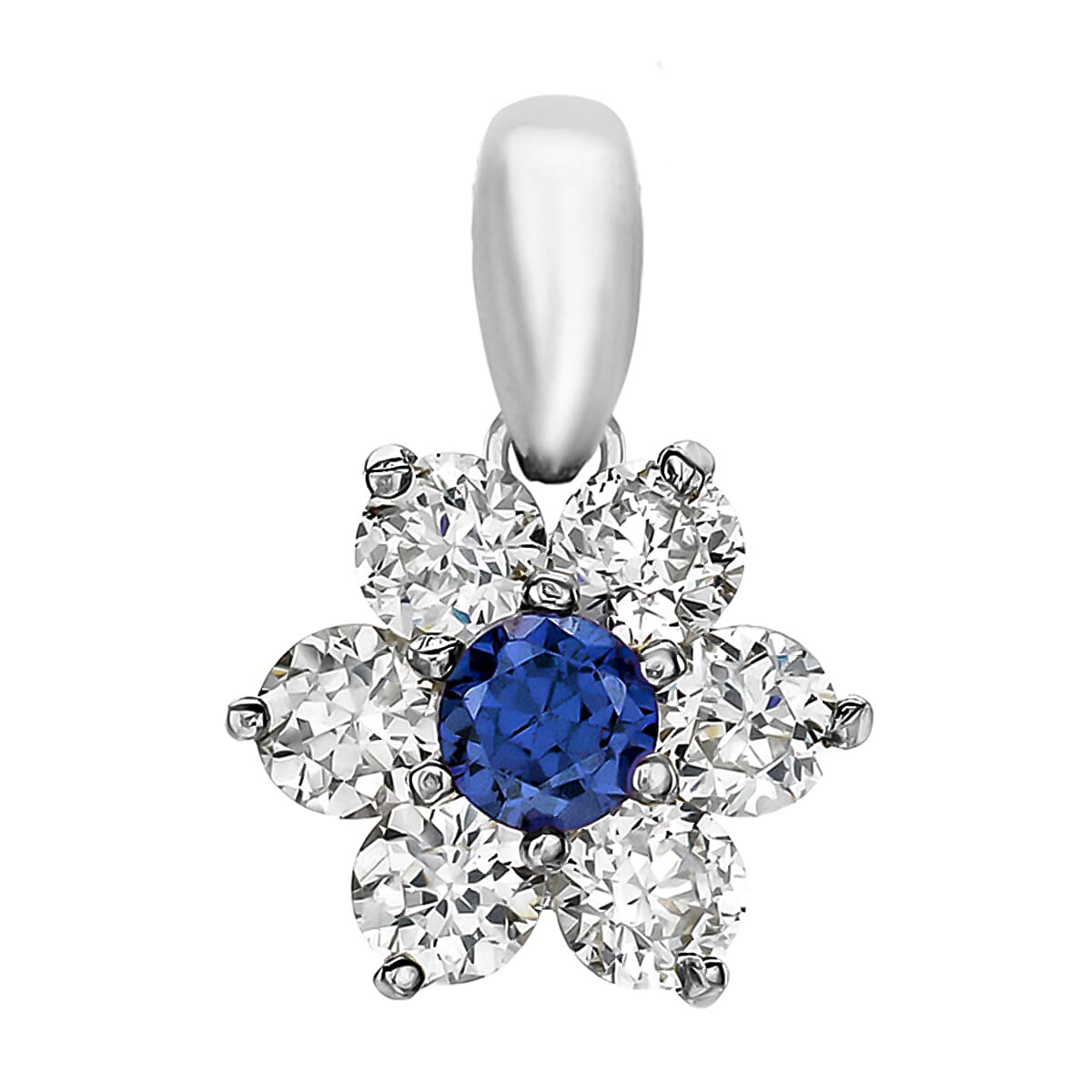 9K White Gold   Blue Cubic Zirconia ,  Cubic Zirconia  Pendant 3.01 ct,  Gold Wt. 0.7 Gms  3.010  Ct.
