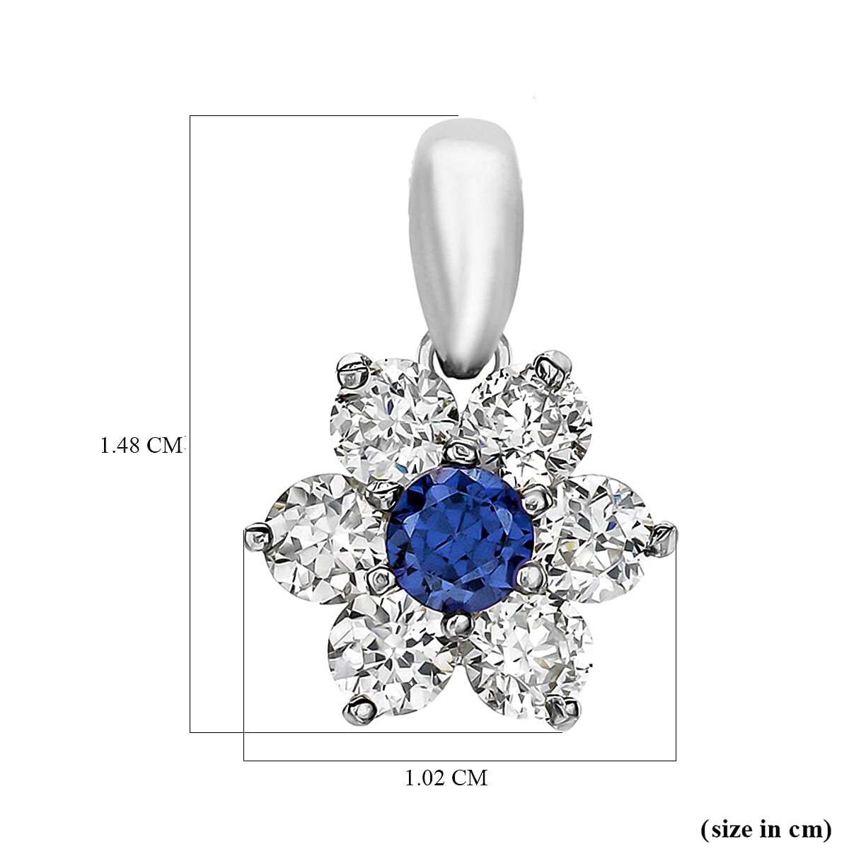 9K White Gold   Blue Cubic Zirconia ,  Cubic Zirconia  Pendant 3.01 ct,  Gold Wt. 0.7 Gms  3.010  Ct.