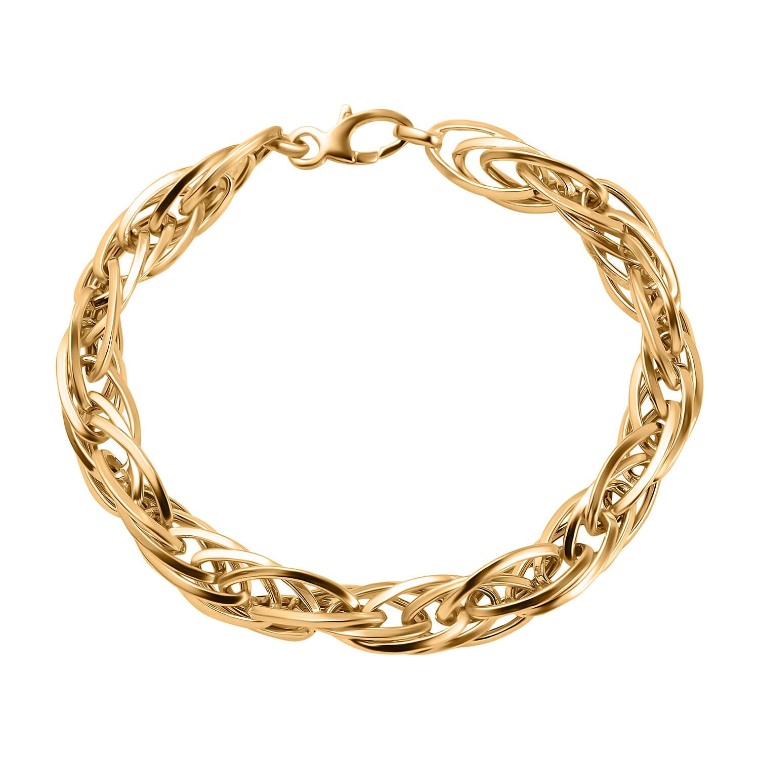 Vicenza Rare Find Closeout - 9K Yellow Gold Twisted Oval Link Bracelet (Size - 7.5), Gold Wt. 6.6 Gms