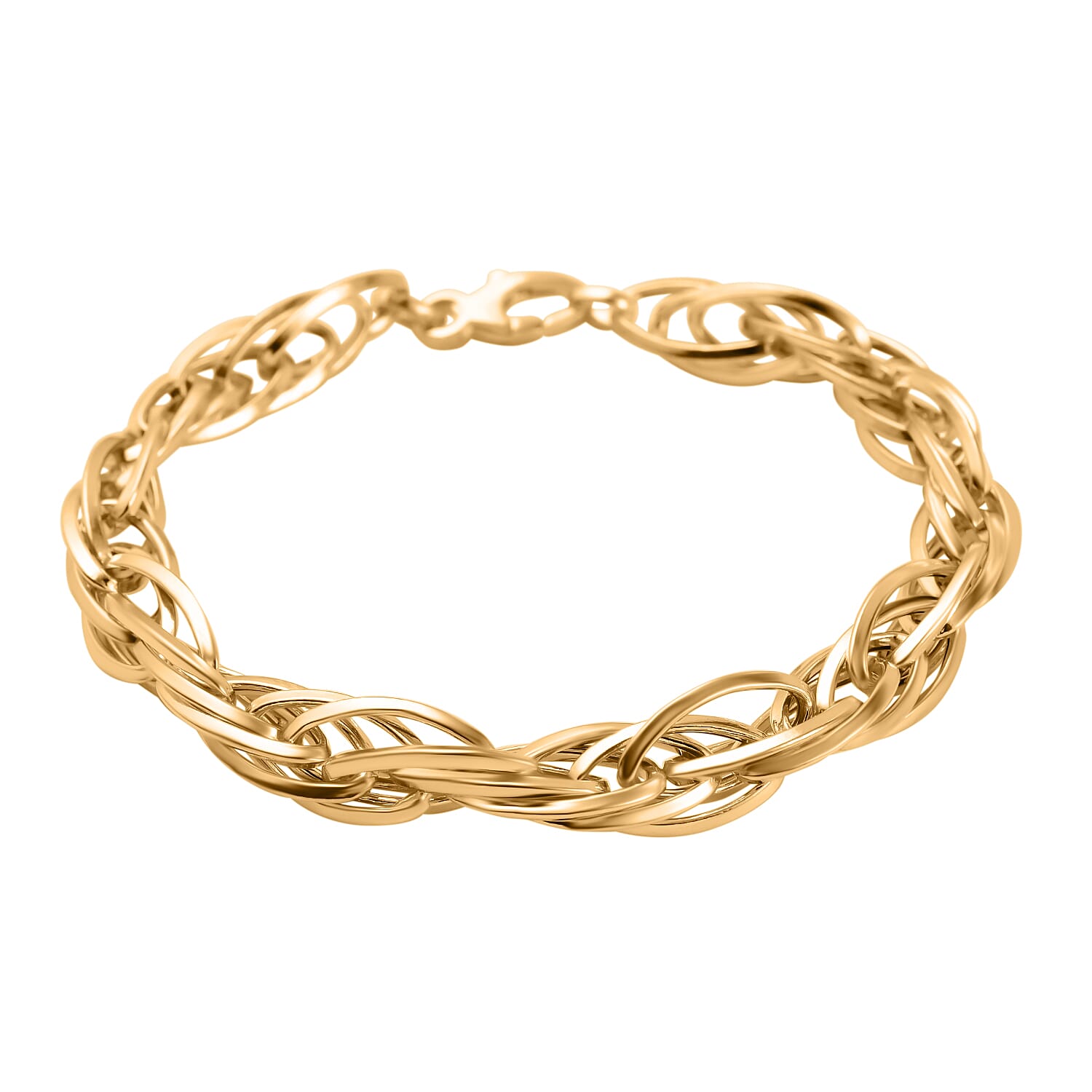 Vicenza Rare Find Closeout - 9K Yellow Gold Twisted Oval Link Bracelet (Size - 7.5), Gold Wt. 6.6 Gms