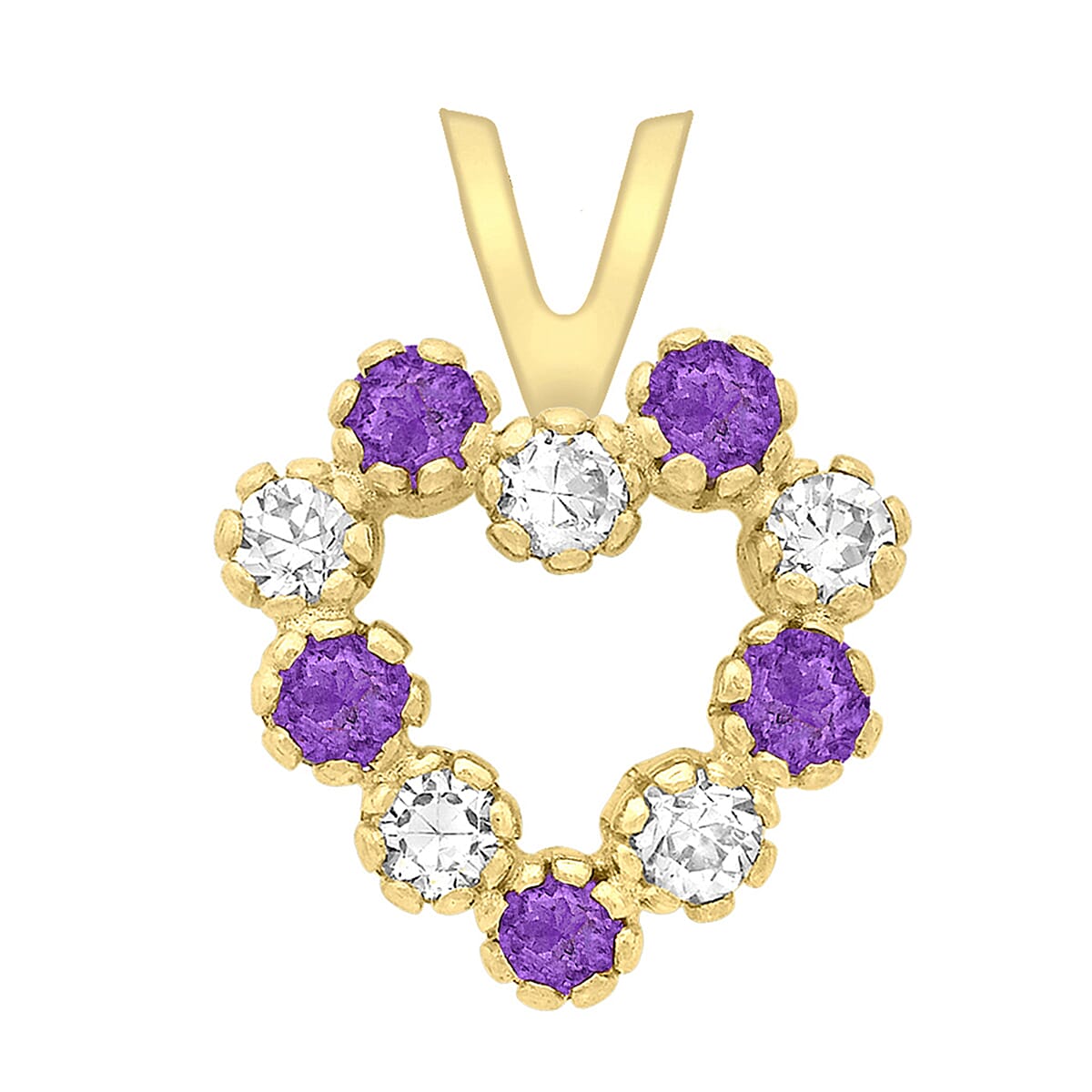 9K Yellow Gold  A   Purple Cubic Zirconia ,  Cubic Zirconia  Pendant 0.10 ct,  Gold Wt. 0.46 Gms  0.100  Ct.
